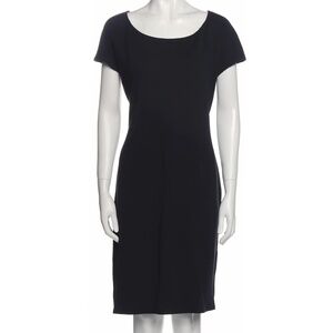 St. John Black Scoop Neck Knee Length Dress- 14